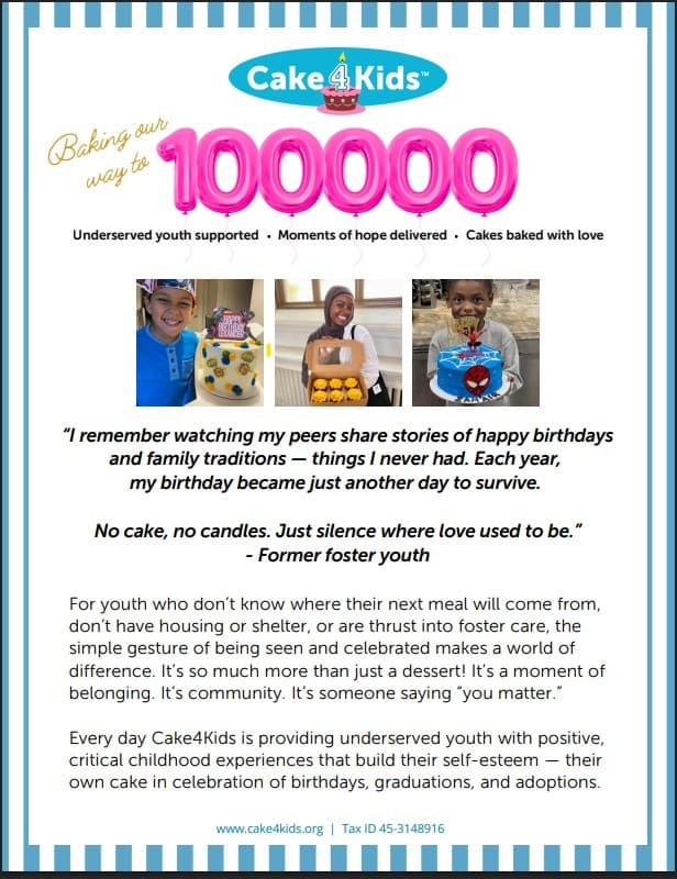 Cake4Kids Boston to Host Free Cupcake Picnic Celebrating 100,000 Children Served