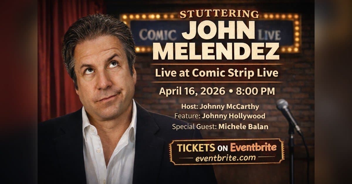Stuttering John Melendez Returns to New York City Comedy Stage at Comic Strip Live on April 16